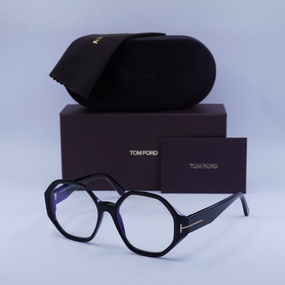 Tom Ford FT5967-B 001 Geometric Eyeglasses 53mm – Black/Blue Light Block - Picture 4 of 8